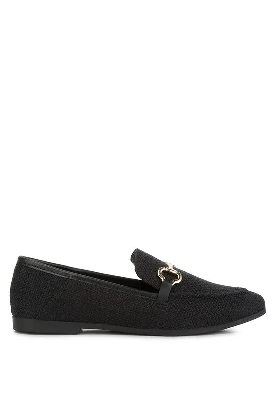 Neoma Horsebit Detail Flat Canvas Loafers