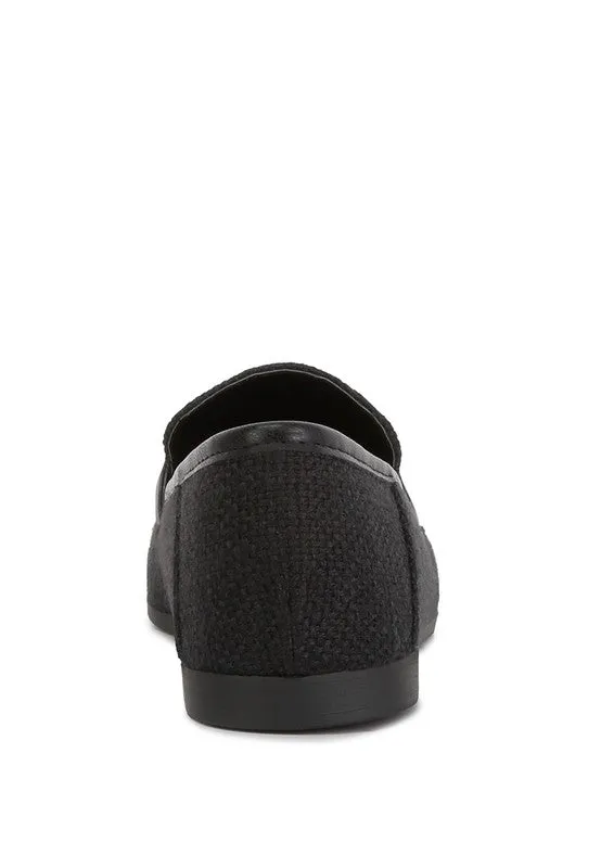 Neoma Horsebit Detail Flat Canvas Loafers