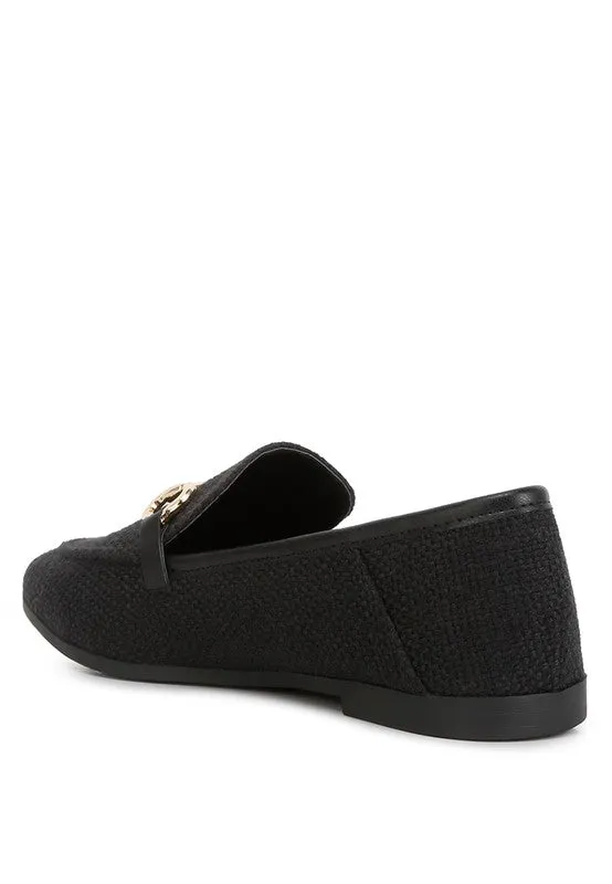 Neoma Horsebit Detail Flat Canvas Loafers