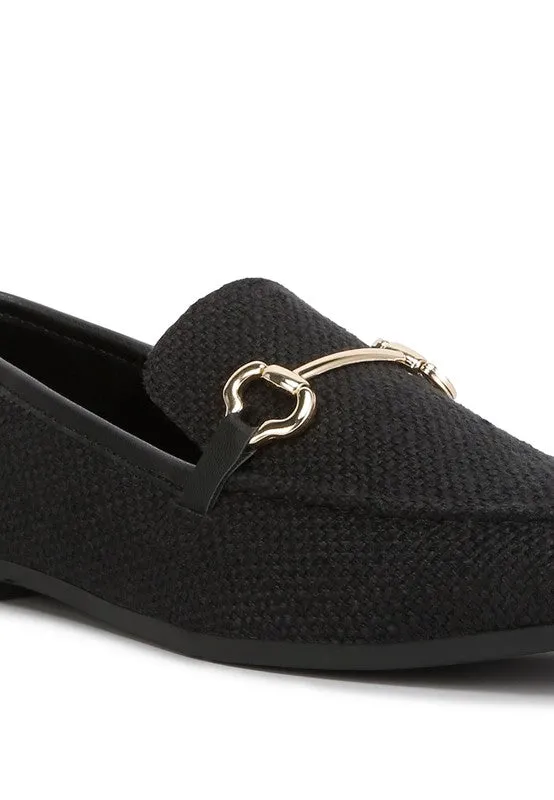 Neoma Horsebit Detail Flat Canvas Loafers