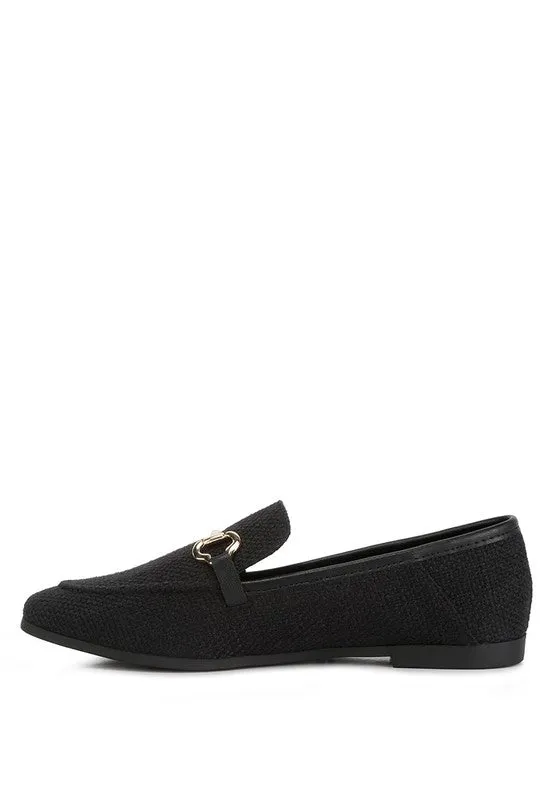 Neoma Horsebit Detail Flat Canvas Loafers