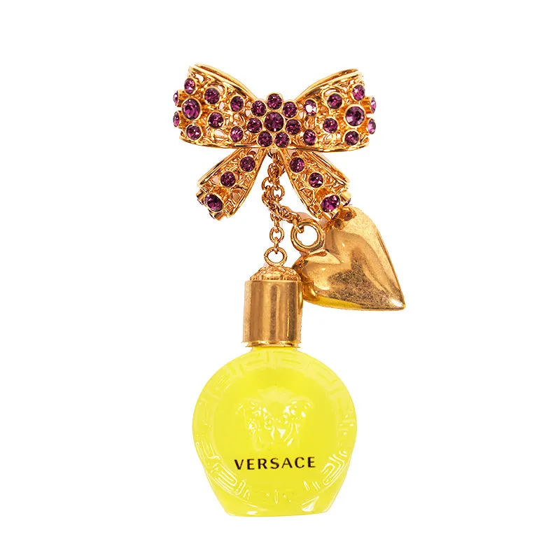 NEW $1,195 VERSACE RUNWAY Yellow Glass MEDUSA PERFUME BOTTLE Bow Drop EARRINGS