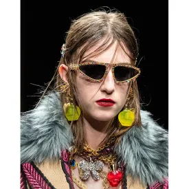 NEW $1,195 VERSACE RUNWAY Yellow Glass MEDUSA PERFUME BOTTLE Bow Drop EARRINGS