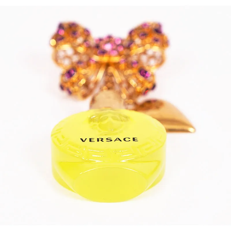 NEW $1,195 VERSACE RUNWAY Yellow Glass MEDUSA PERFUME BOTTLE Bow Drop EARRINGS