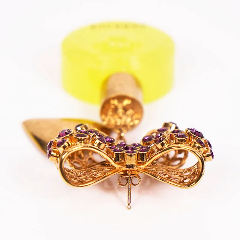 NEW $1,195 VERSACE RUNWAY Yellow Glass MEDUSA PERFUME BOTTLE Bow Drop EARRINGS