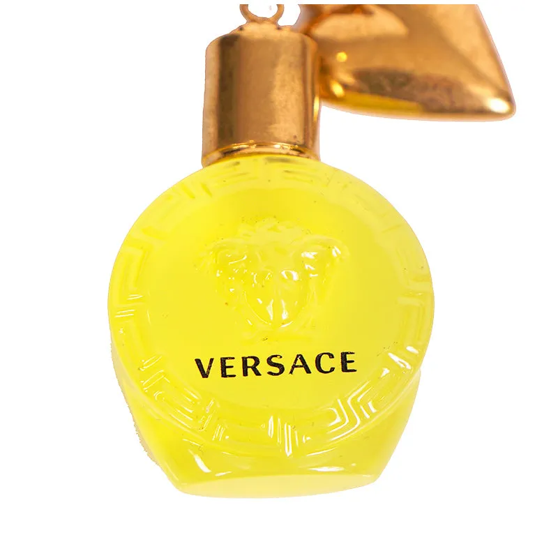 NEW $1,195 VERSACE RUNWAY Yellow Glass MEDUSA PERFUME BOTTLE Bow Drop EARRINGS