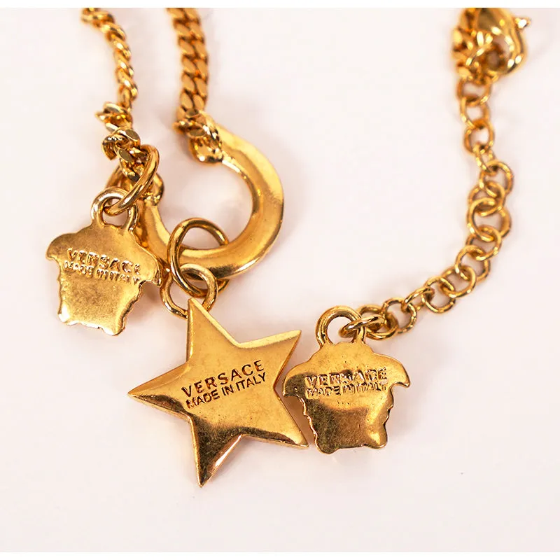 NEW $650 VERSACE RUNWAY Tribute WESTERN HORSESHOE MEDUSA LOGO Charm NECKLACE NIB