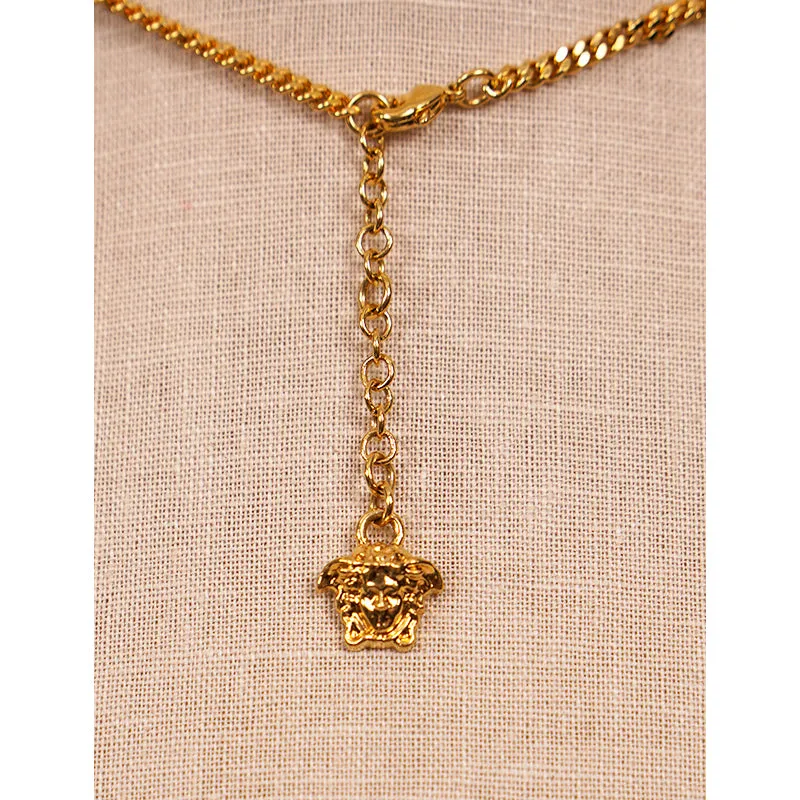NEW $650 VERSACE RUNWAY Tribute WESTERN HORSESHOE MEDUSA LOGO Charm NECKLACE NIB