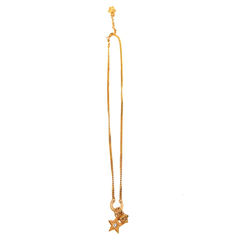 NEW $650 VERSACE RUNWAY Tribute WESTERN HORSESHOE MEDUSA LOGO Charm NECKLACE NIB