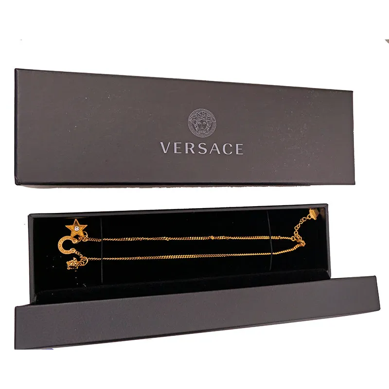 NEW $650 VERSACE RUNWAY Tribute WESTERN HORSESHOE MEDUSA LOGO Charm NECKLACE NIB