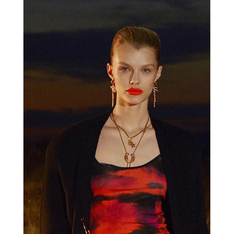 NEW $650 VERSACE RUNWAY Tribute WESTERN HORSESHOE MEDUSA LOGO Charm NECKLACE NIB