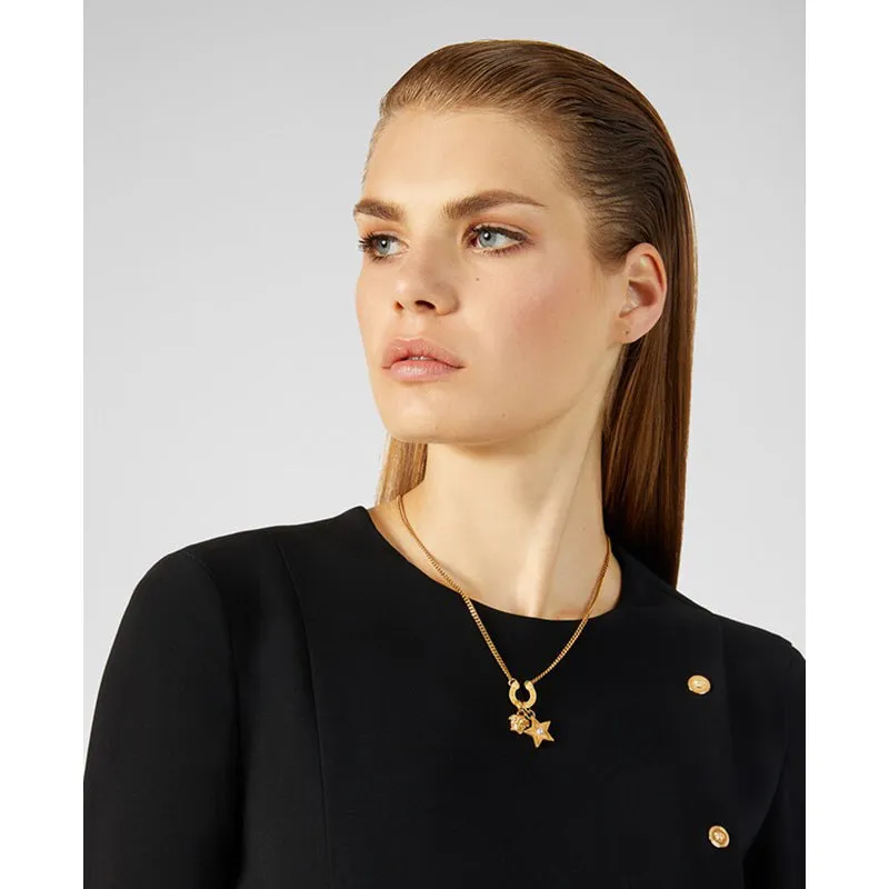 NEW $650 VERSACE RUNWAY Tribute WESTERN HORSESHOE MEDUSA LOGO Charm NECKLACE NIB