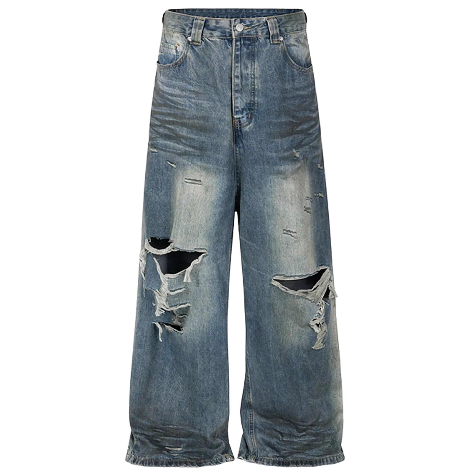 'Opifex' Distressed Wide Leg Baggy Denim Jeans