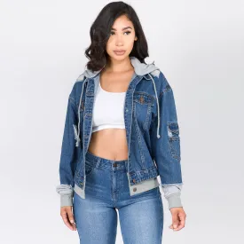 OVERSIZED DENIM JACKETS WITH DETACHABLE HOODIE