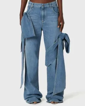 Patchwork Bow Baggy Jeans
