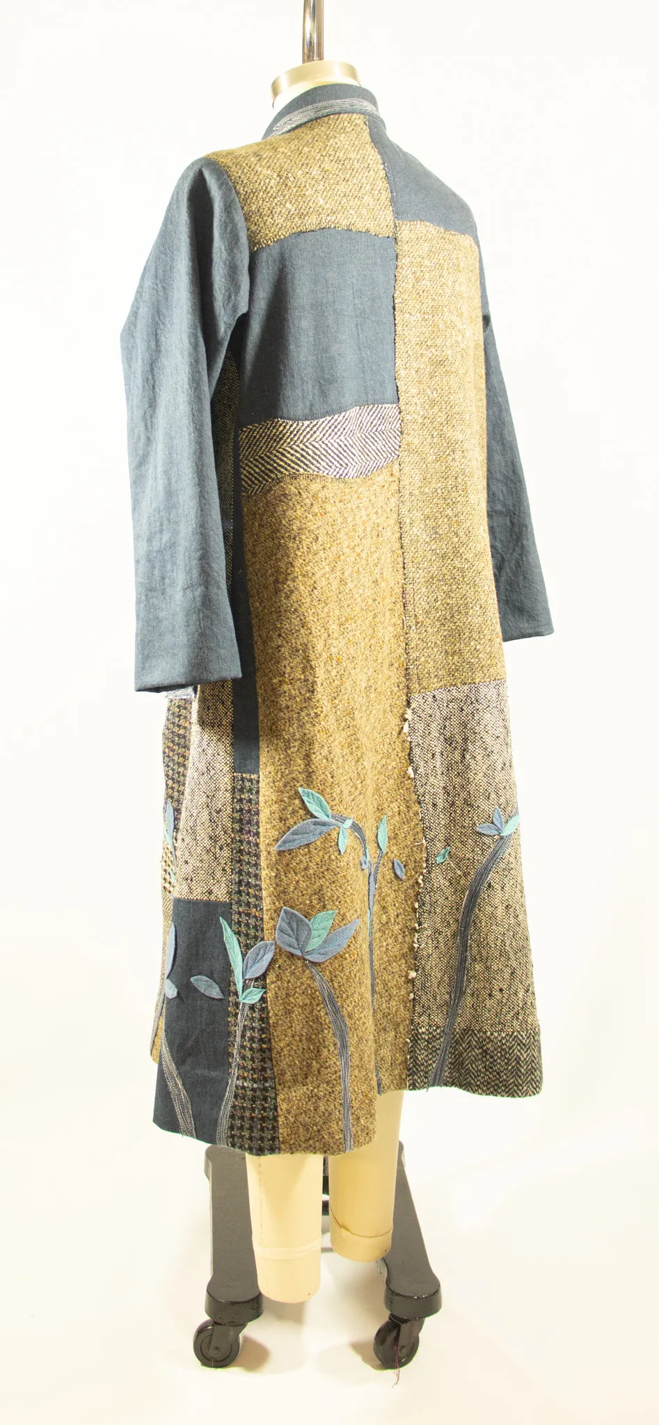 Patchwork Coat with Wool and Denim