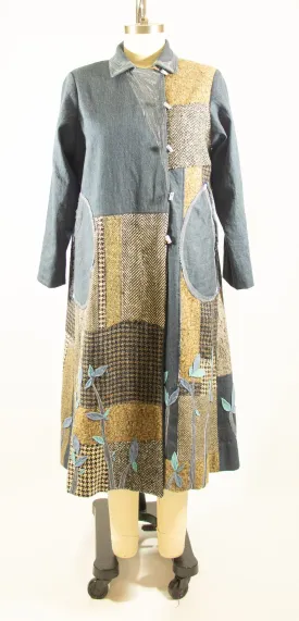 Patchwork Coat with Wool and Denim