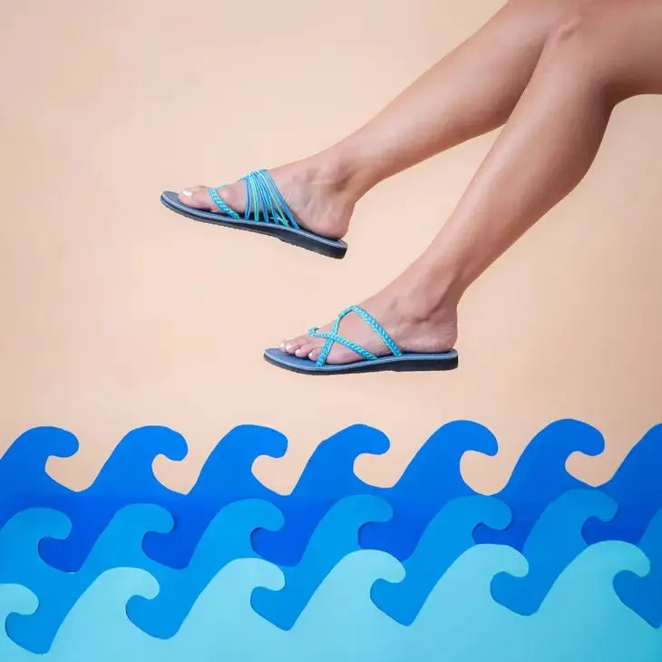 Plaka Turquoise-Blue Oceanside Flip Flop Sandals