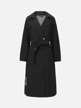 Printed Longline Denim Trench Coat