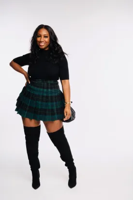 Pure Honey Plaid Pleated Skirt