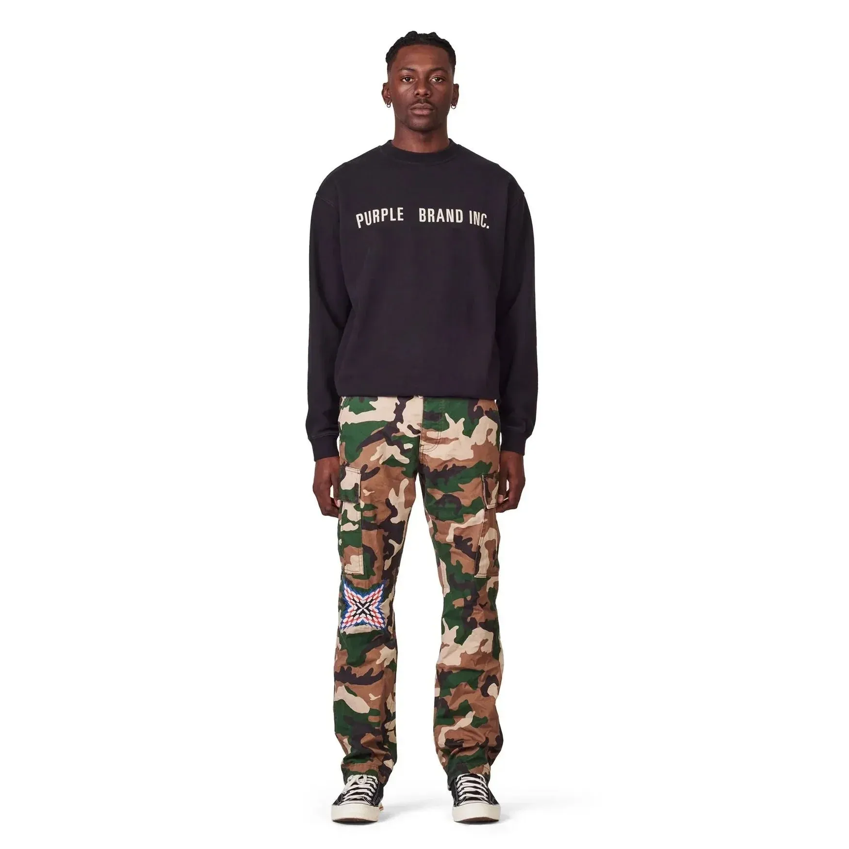 Purple Brand P013 Camo With Knee Embroidery Cargo Pant