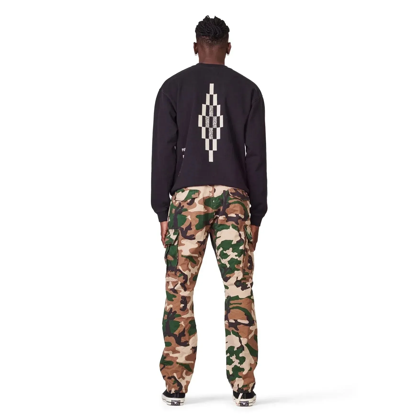 Purple Brand P013 Camo With Knee Embroidery Cargo Pant