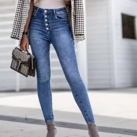 Smalle jeans med knapper EB010