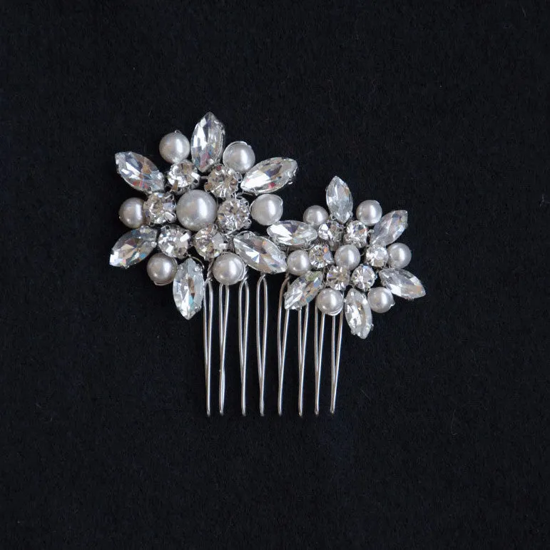 Snowflakes Applique Hair Comb with Swarovski, Handmade Bridal Headpiece, Bridal, Bridesmaids