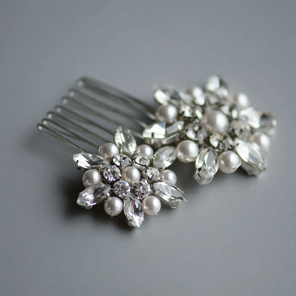 Snowflakes Applique Hair Comb with Swarovski, Handmade Bridal Headpiece, Bridal, Bridesmaids