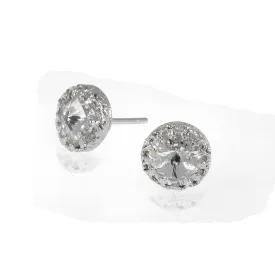 Sterling silver crystal clear swarovski stone stud earrings