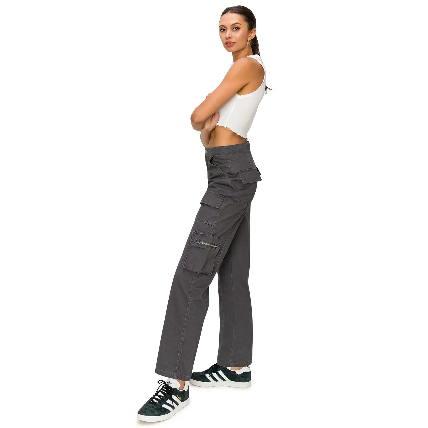 Straight Leg Cargo Pants - Slate Grey