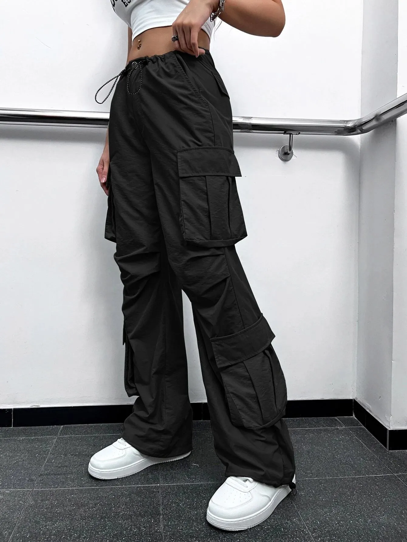 Street Vibes Flap Drawstring Cargo Pants