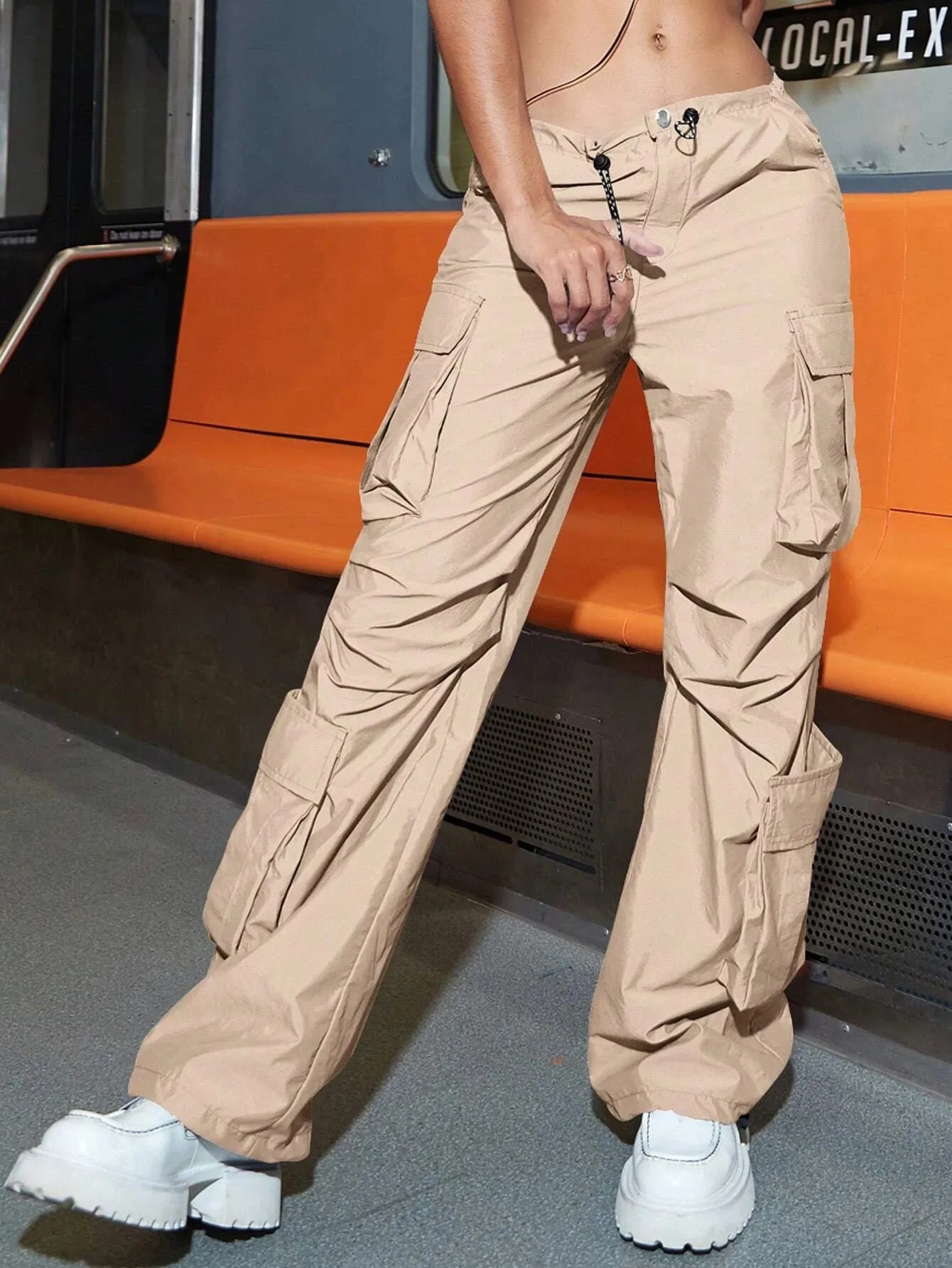 Street Vibes Flap Drawstring Cargo Pants