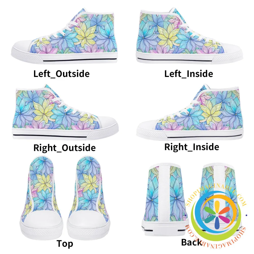 Striking Floral Ladies High Top Canvas Shoes
