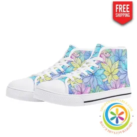 Striking Floral Ladies High Top Canvas Shoes
