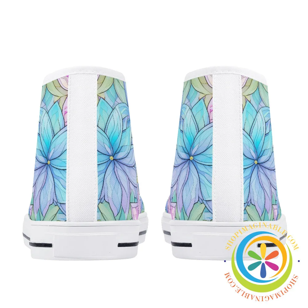 Striking Floral Ladies High Top Canvas Shoes