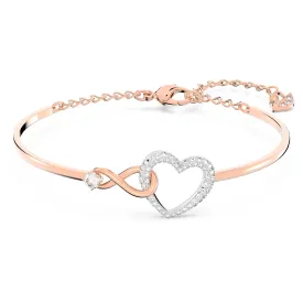 Swarovski Hyperbola Women's Bangle Bracelet with a Rose-Gold Tone Plated Bangle, Clear Crystals and Lobster Clasp