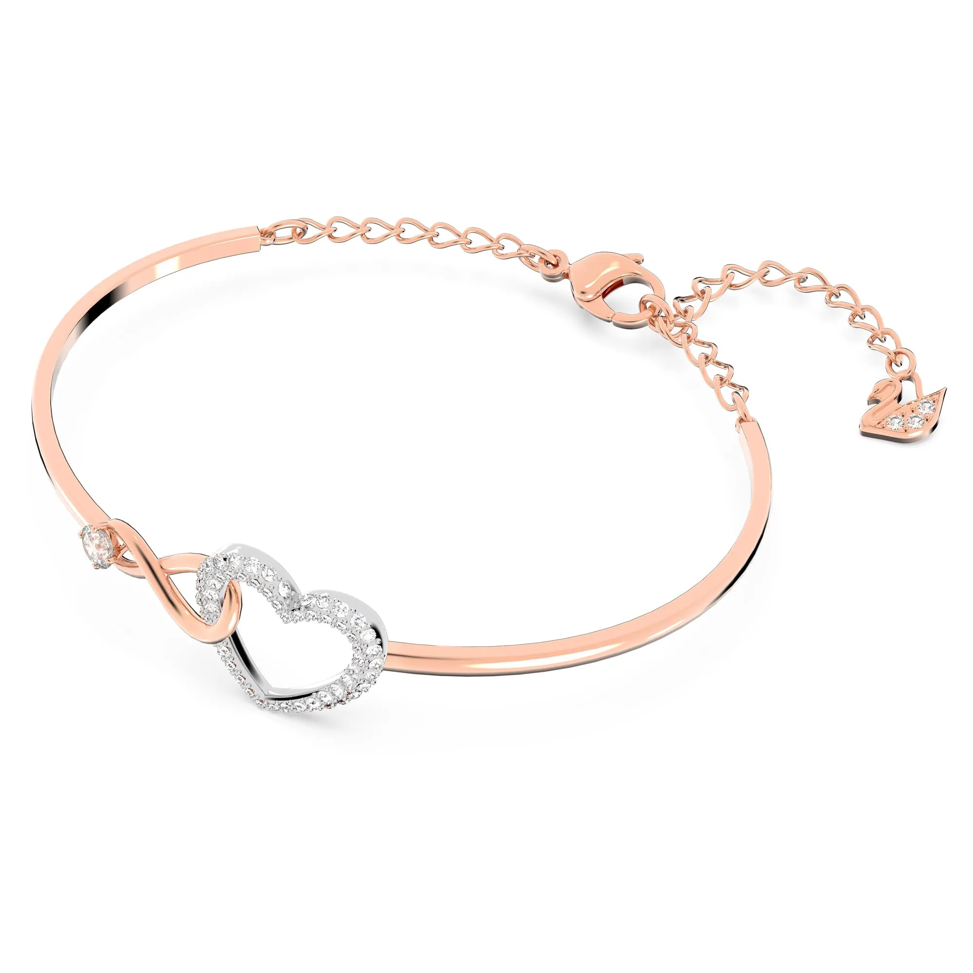 Swarovski Hyperbola Women's Bangle Bracelet with a Rose-Gold Tone Plated Bangle, Clear Crystals and Lobster Clasp