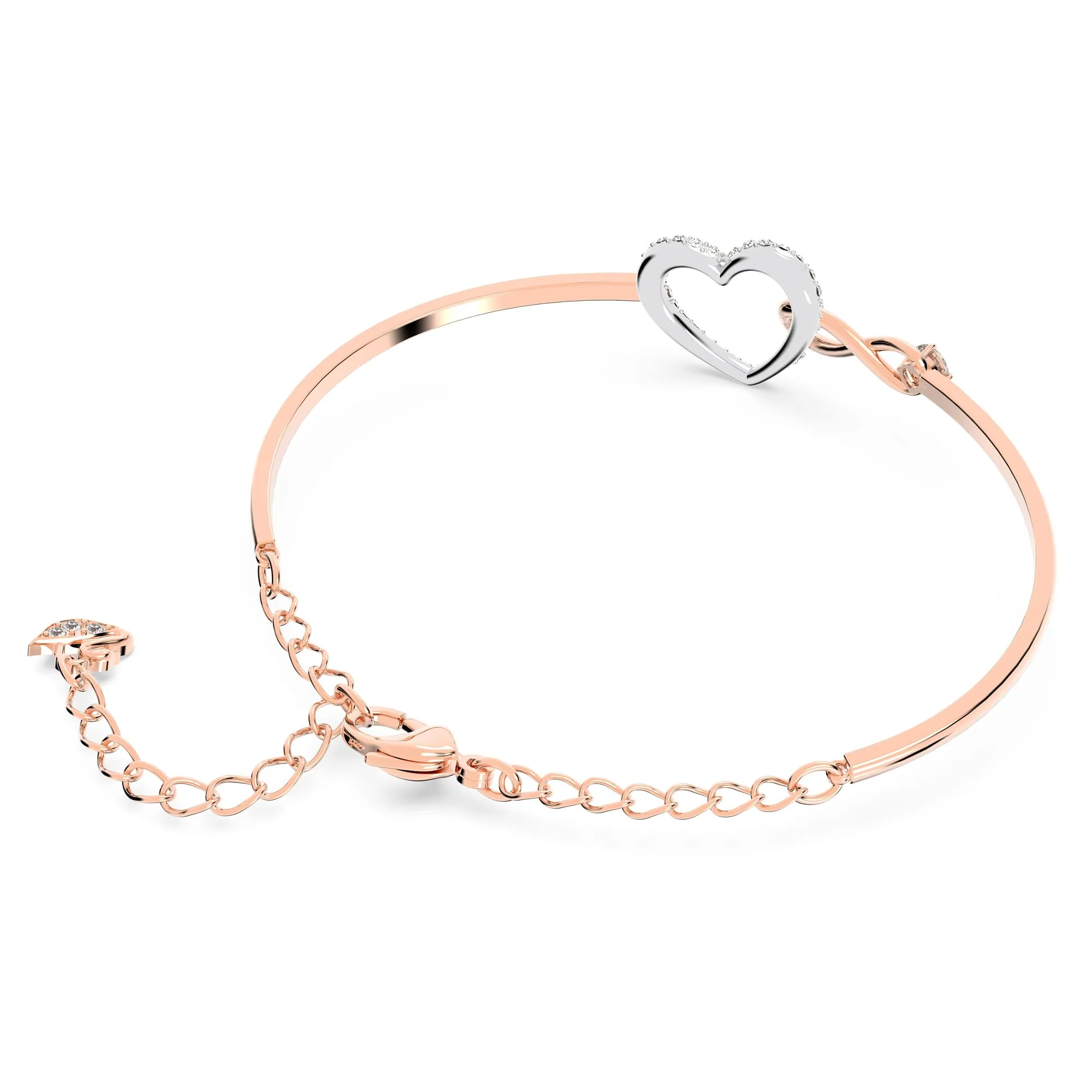 Swarovski Hyperbola Women's Bangle Bracelet with a Rose-Gold Tone Plated Bangle, Clear Crystals and Lobster Clasp