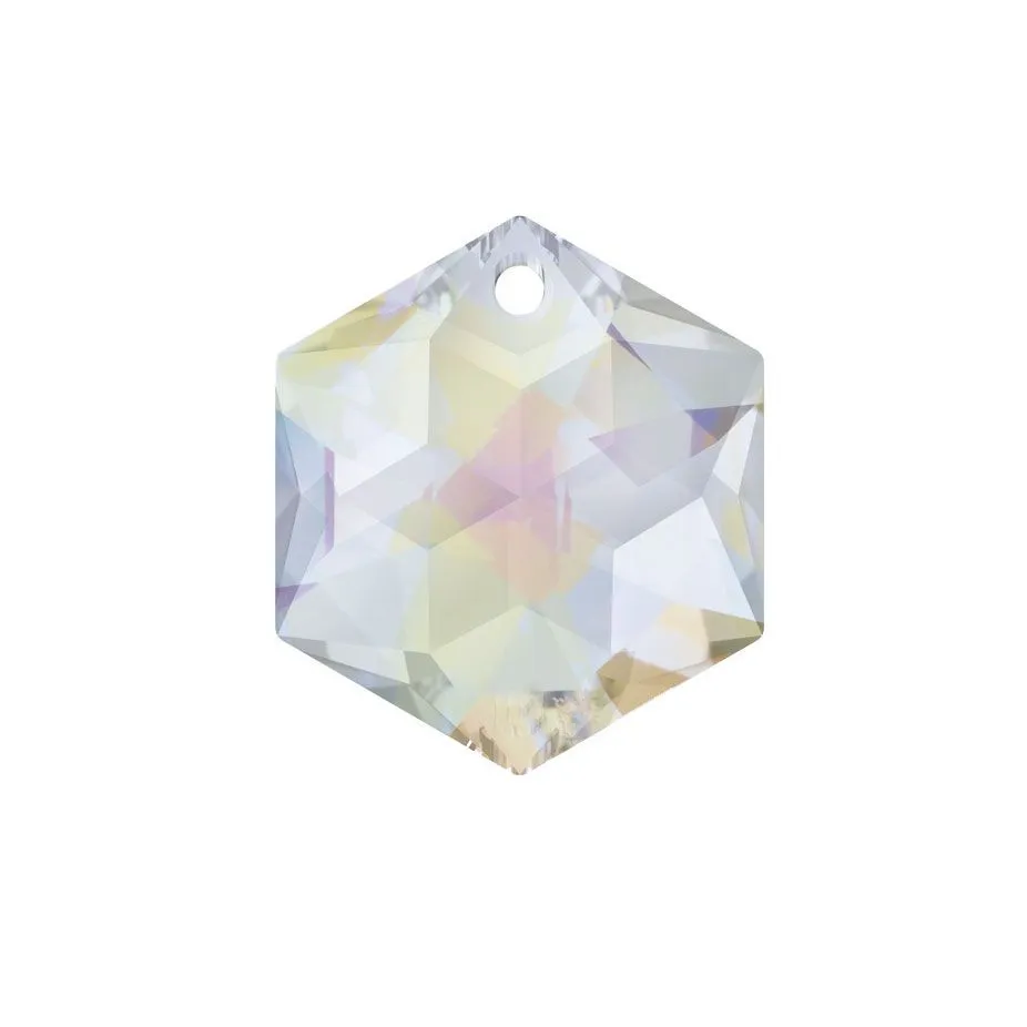 Swarovski Strass Crystal 14mm Aurora Borealis Hexagon Star prism with One Hole