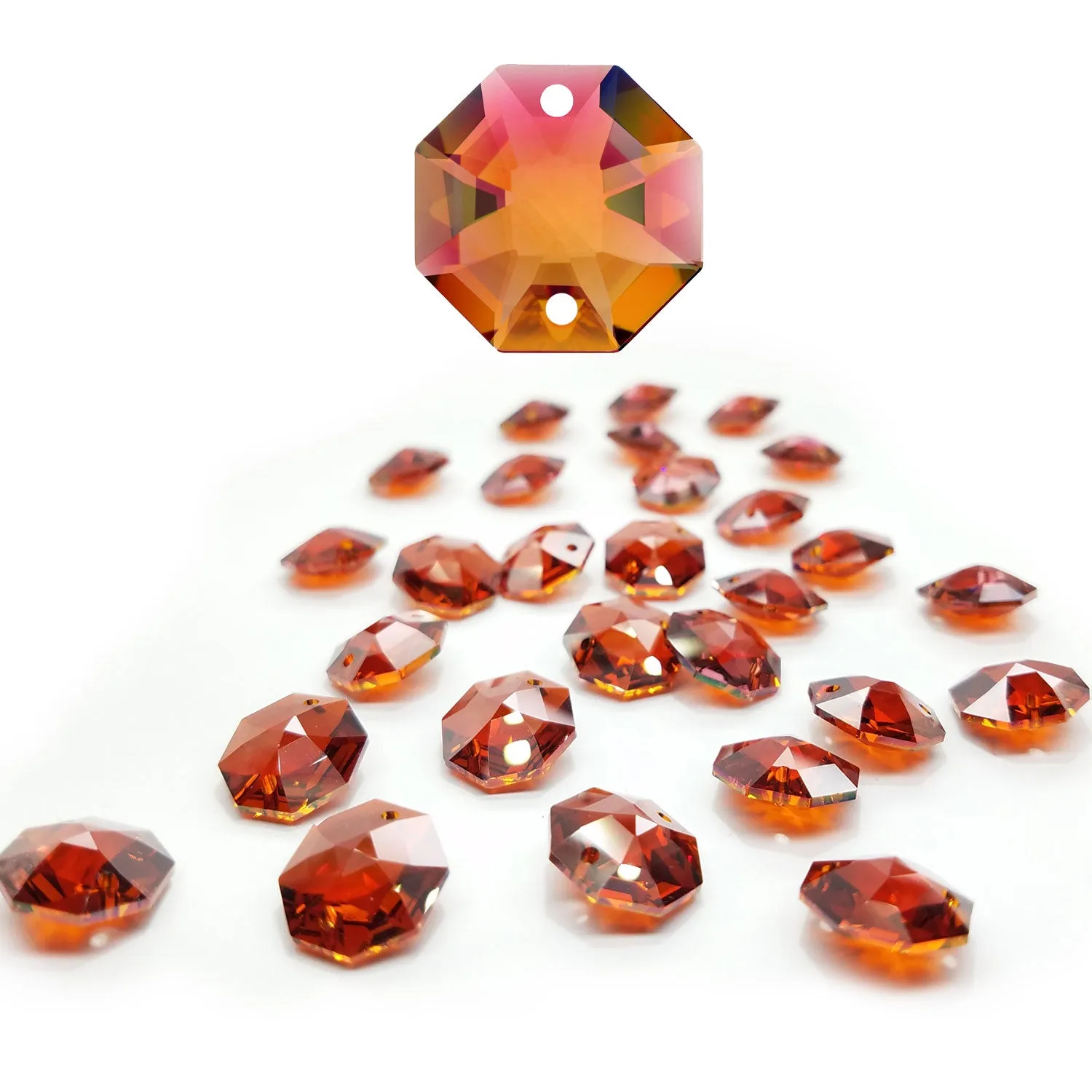 Swarovski Strass Crystal 14mm Red Magma Octagon Lily Prism One Hole