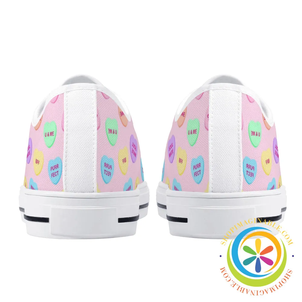 Sweet Tarts Hearts Ladies Low Top Canvas Shoes