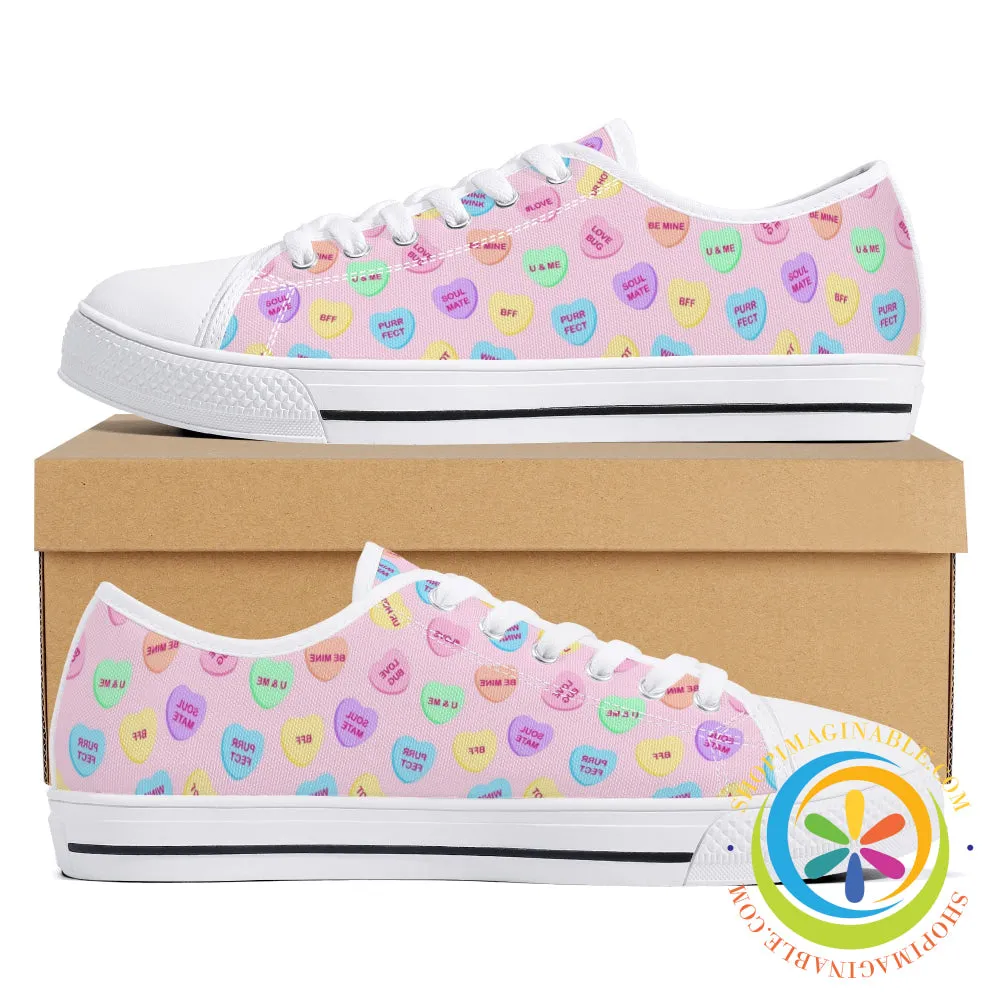 Sweet Tarts Hearts Ladies Low Top Canvas Shoes
