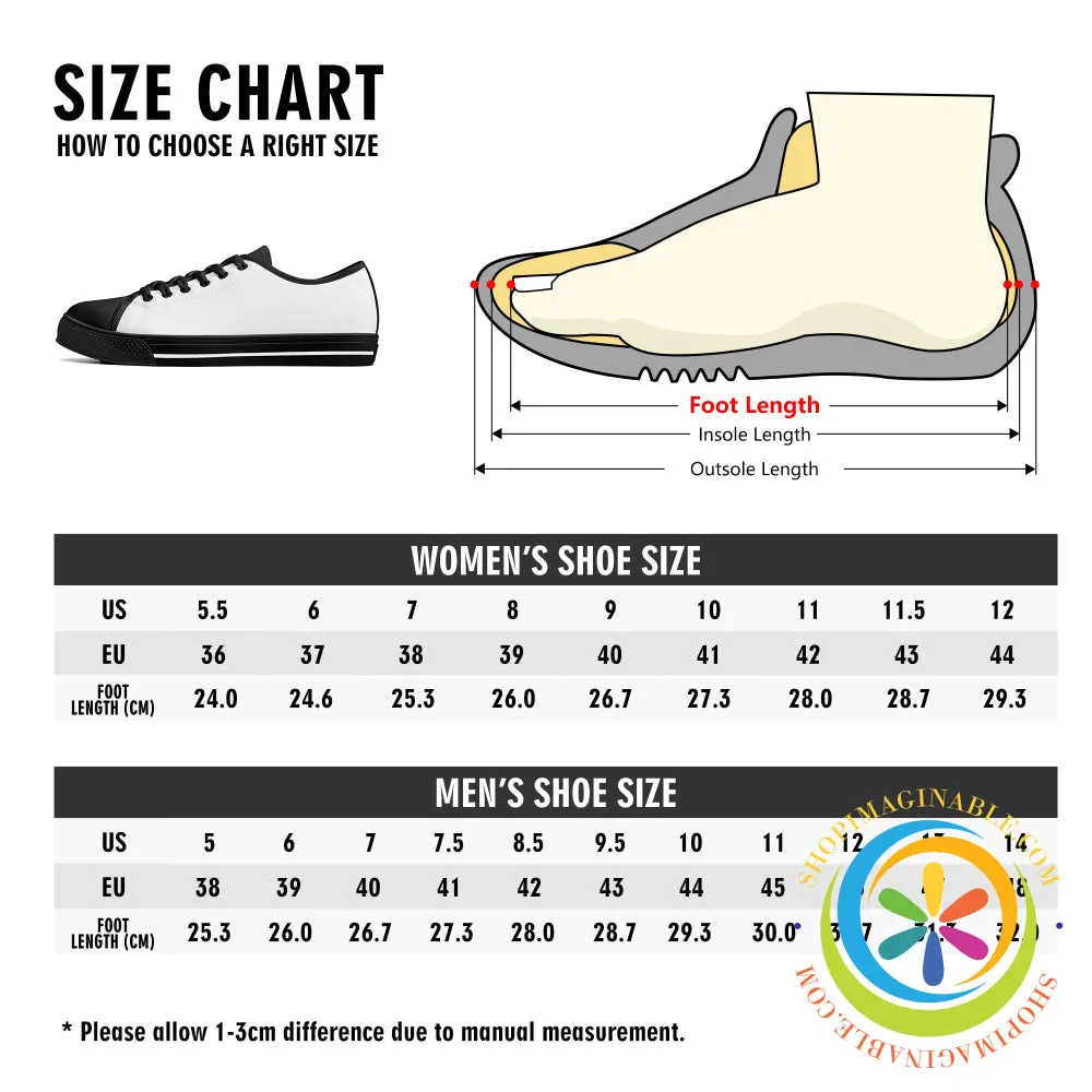 Sweet Tarts Hearts Ladies Low Top Canvas Shoes