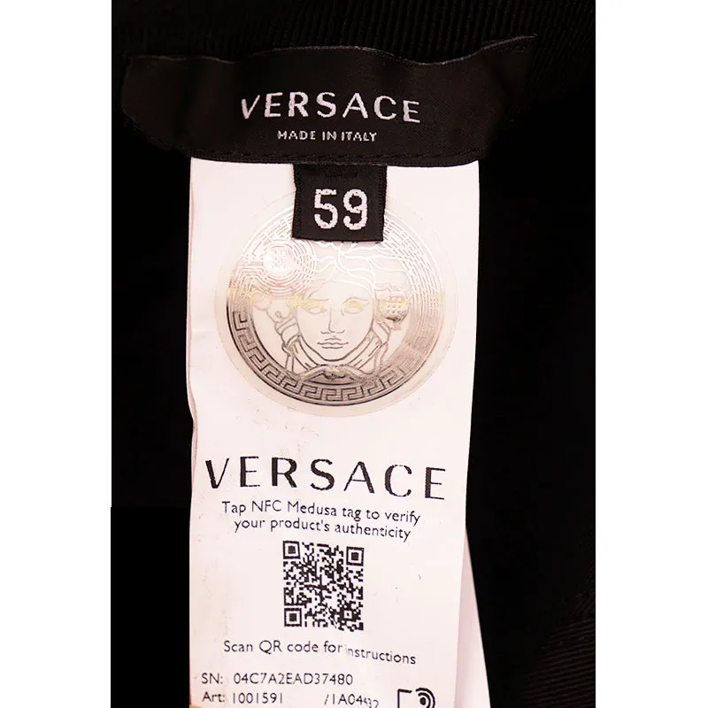 sz 57/58/59/60 NEW $625 VERSACE Ventagli BAROQUE FLORAL FAN PRINT Logo Nylon BUCKET HAT