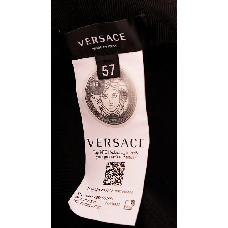 sz 57/58/59/60 NEW $625 VERSACE Ventagli BAROQUE FLORAL FAN PRINT Logo Nylon BUCKET HAT
