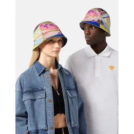sz 57/58/59/60 NEW $625 VERSACE Ventagli BAROQUE FLORAL FAN PRINT Logo Nylon BUCKET HAT