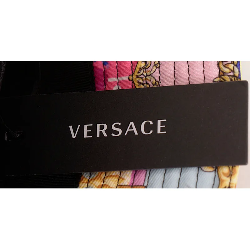 sz 57/58/59/60 NEW $625 VERSACE Ventagli BAROQUE FLORAL FAN PRINT Logo Nylon BUCKET HAT