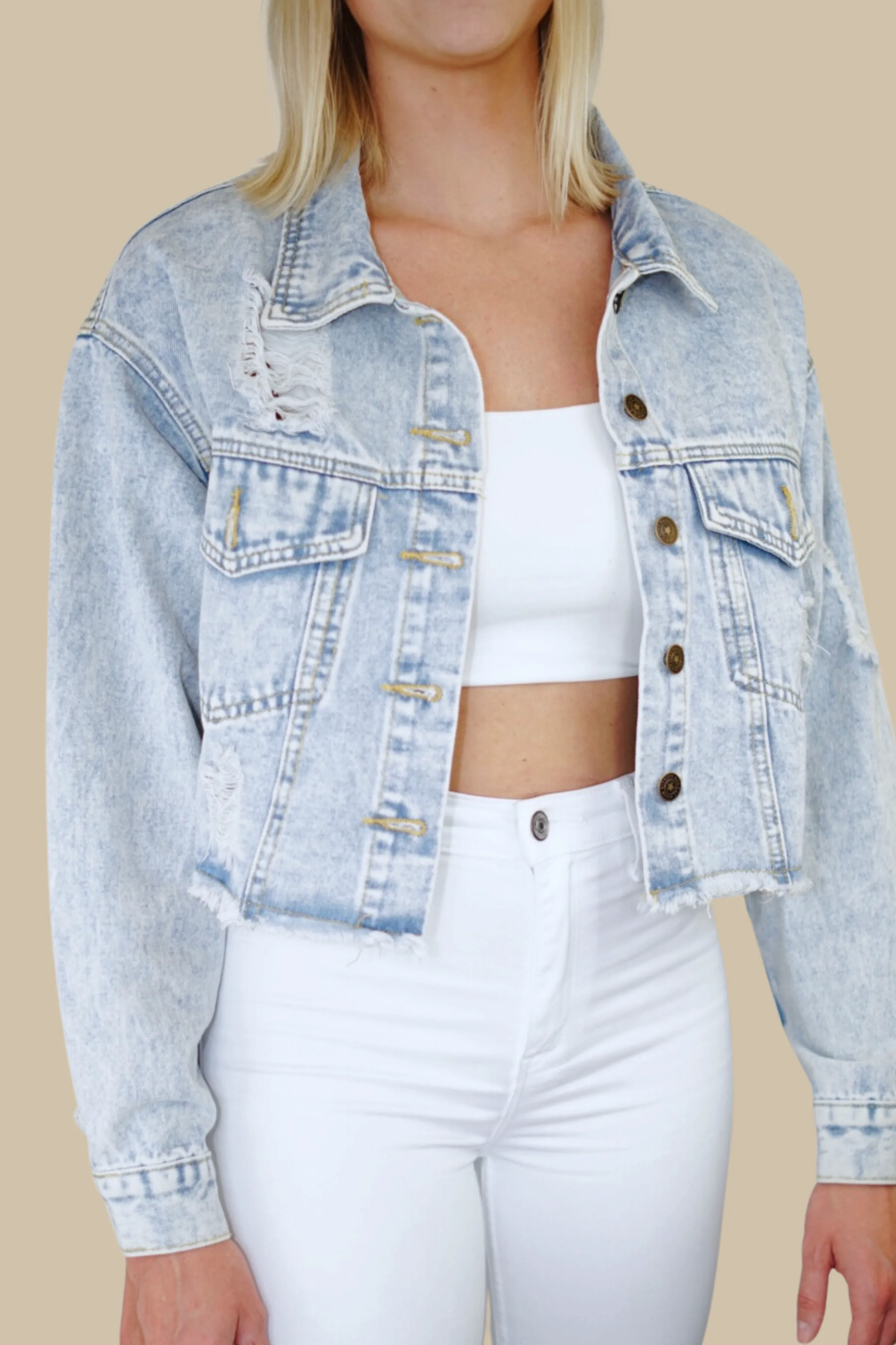 Texas (Rose Pink/White) Checkered Lips Denim Jacket
