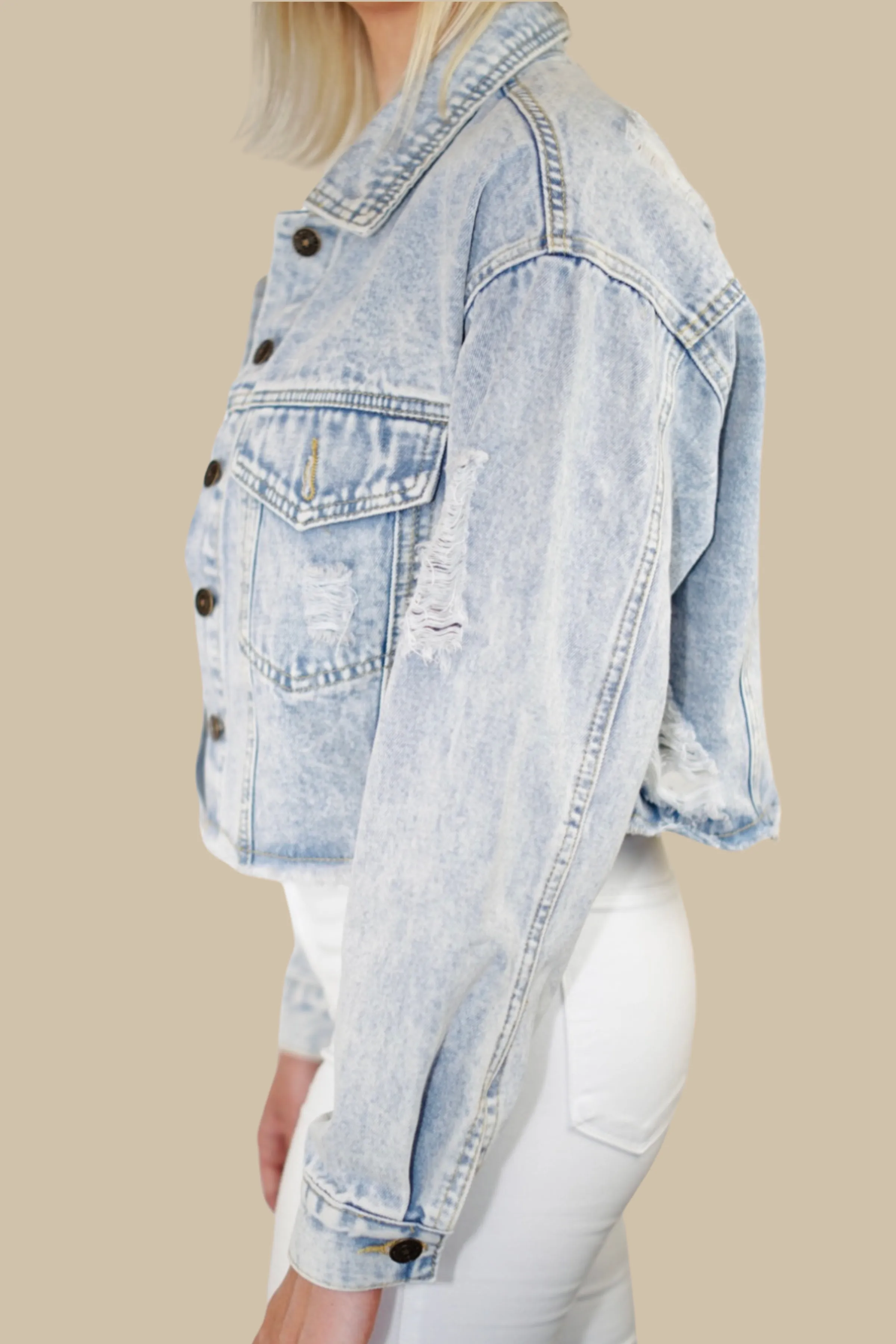 Texas (Rose Pink/White) Checkered Lips Denim Jacket
